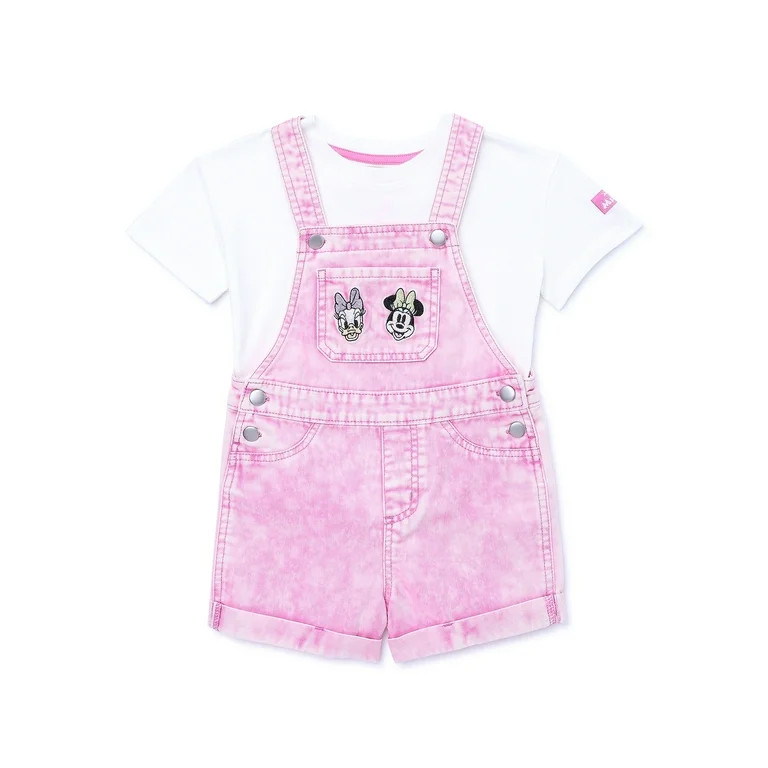 Disney Mickey & Friends Toddler Girls Top and Denim Shortalls, Sizes 12M-5T - Walmart.com | Walmart (US)