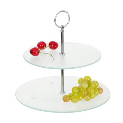 Tempered Glass 2-tier Cup Cake Stand Dessert Serving Tray Display Stand For Parties And Events, 7.9 And 9.9 Diam. X 8.8 H Inch | Wayfair North America