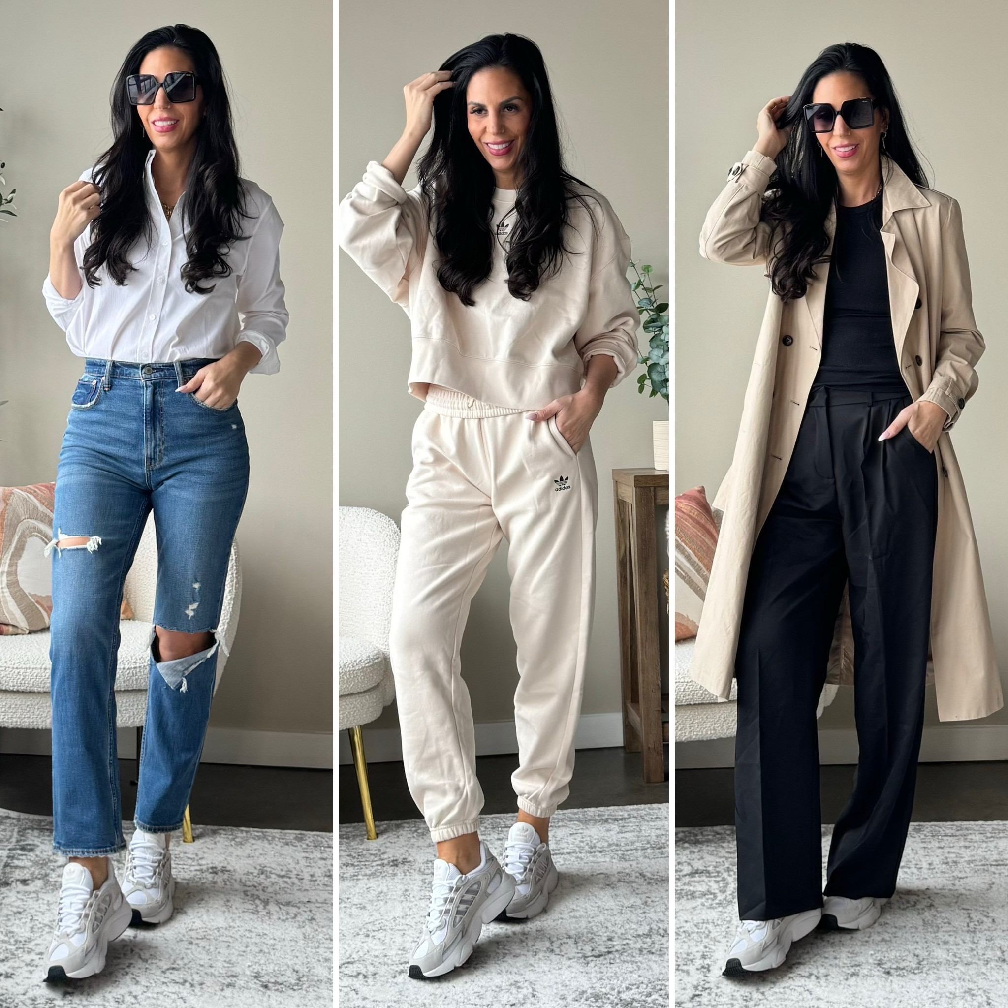 #ad I loved styling these adidas Ozmillen “Dad” sneakers 3 ways. You are seeing these EVERYWHERE! They are insanely comfortable and look amazing with denim, joggers, trousers, and so much more. 
@adidas #adidaspartner 

#LTKU #LTKover40 #LTKshoecrush
