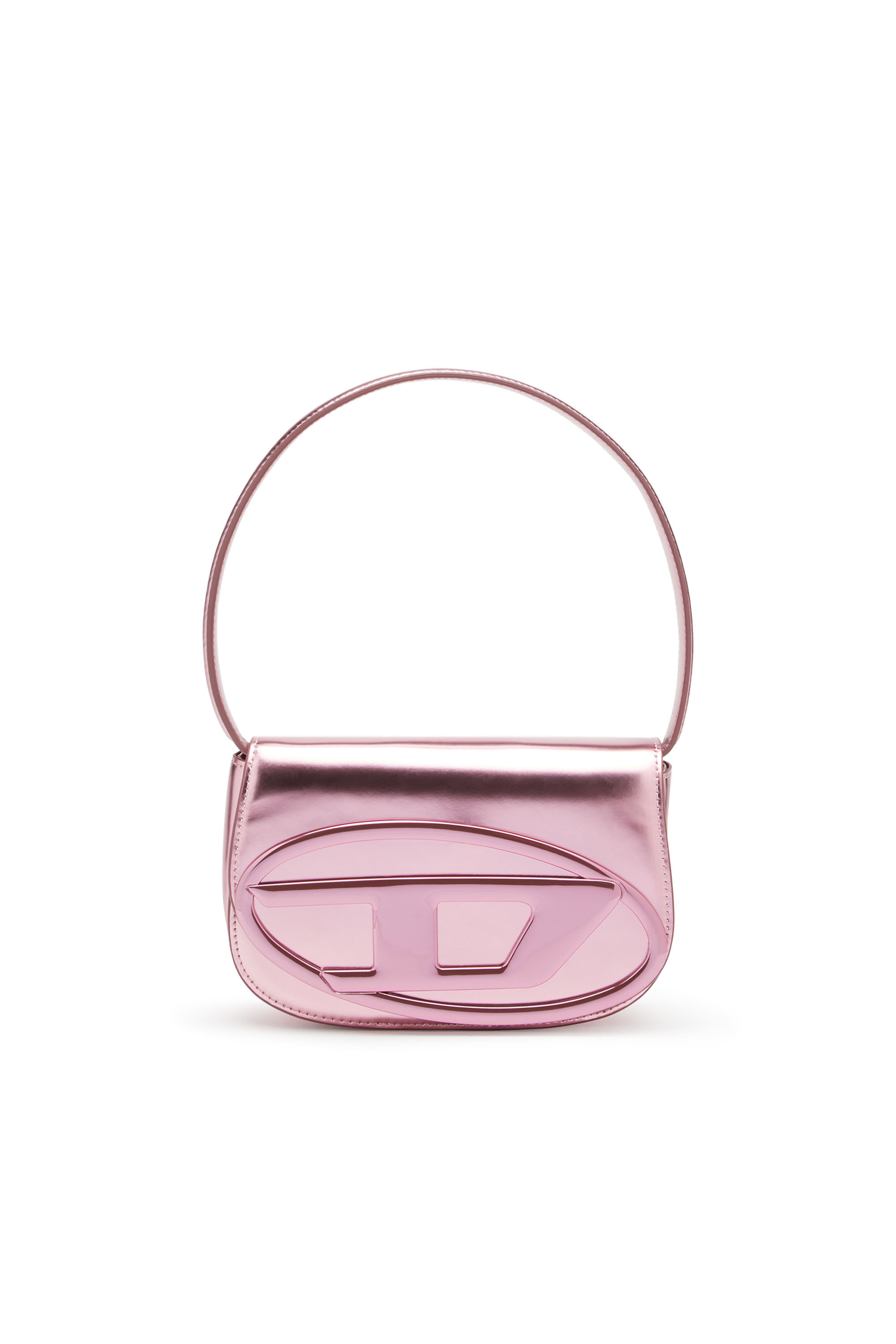 Diesel - 1DR-Iconic shoulder bag in mirrored leather - Shoulder Bags - Woman - Pink | Diesel AU