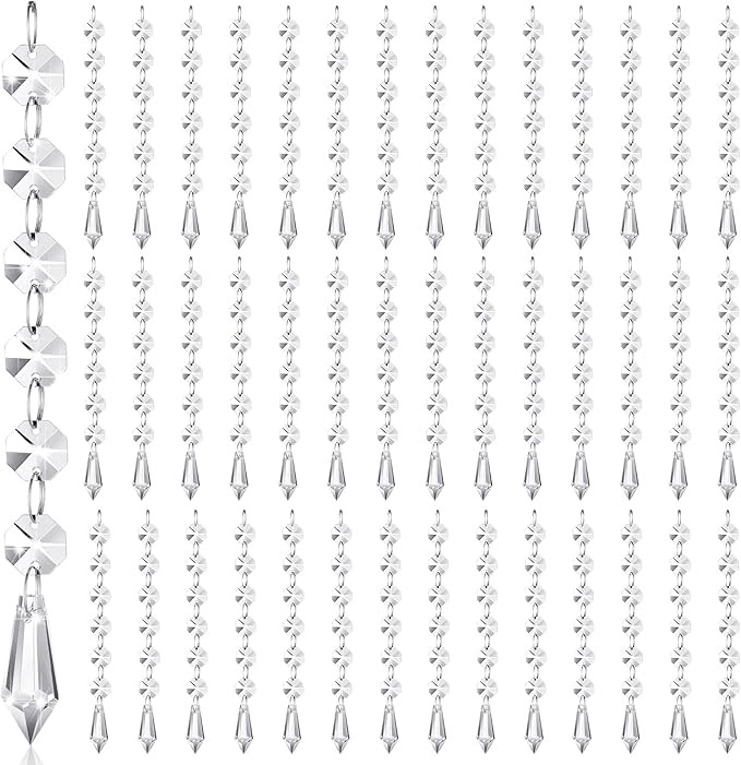 Nuenen 100 Pcs Christmas Hanging Crystals for Centerpieces Chandelier Clear Crystal Garland Stran... | Amazon (US)