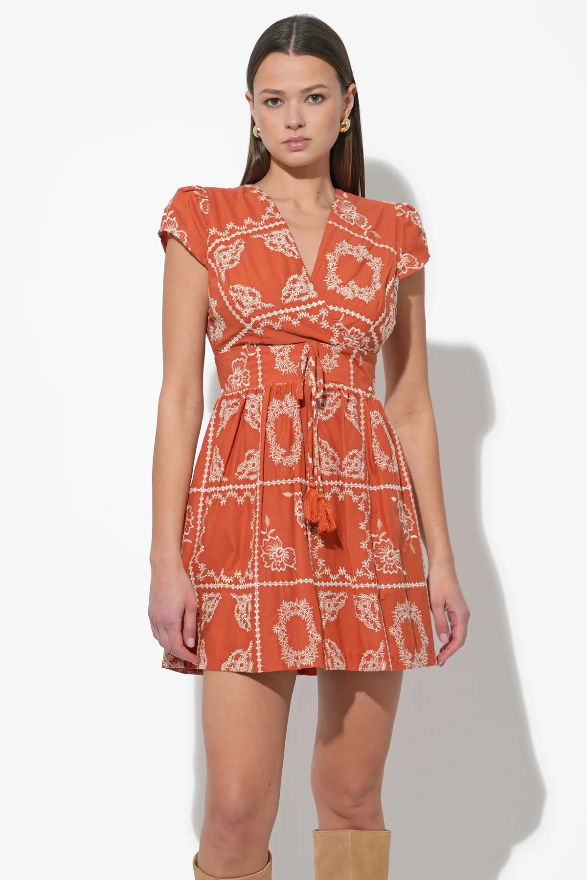 Selina Embroidered Cap Sleeve Mini Dress | Adelyn Rae