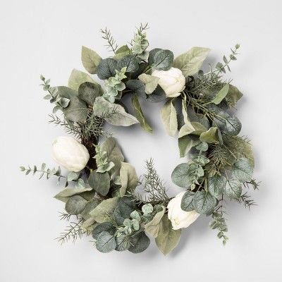 20" Artificial Protea Wreath White - Opalhouse™ | Target