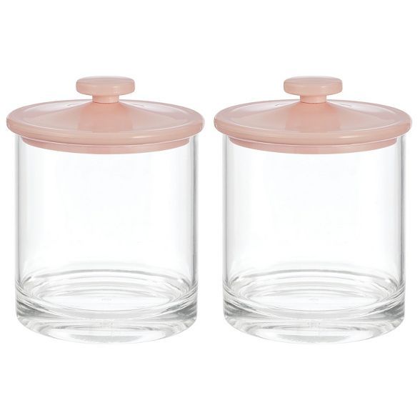 mDesign Round Storage Apothecary Canister for Bathroom, 2 Pack | Target