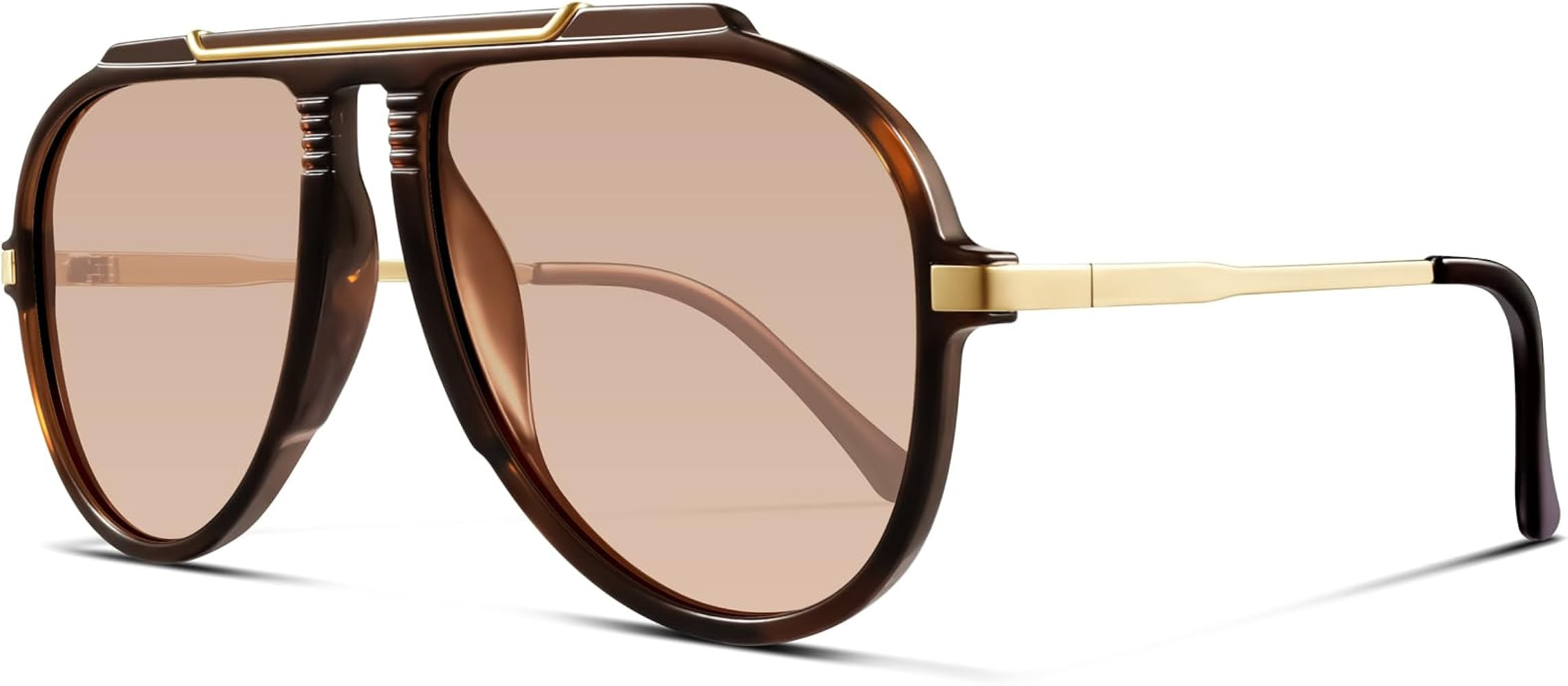 Oversized Aviator Sunglasses for Women Men Gold Metal Sun Glasses 70s Retro Shield Shades | Amazon (US)