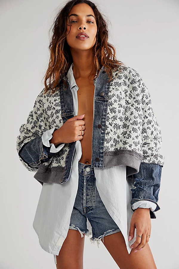 Ditsy Denim Jacket by Free People, Denim Combo, M/L | Free People (Global - UK&FR Excluded)