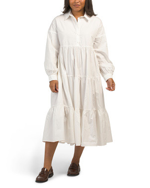Cotton Long Sleeve Midi Shirt Dress | Casual Dresses  | Marshalls | Marshalls
