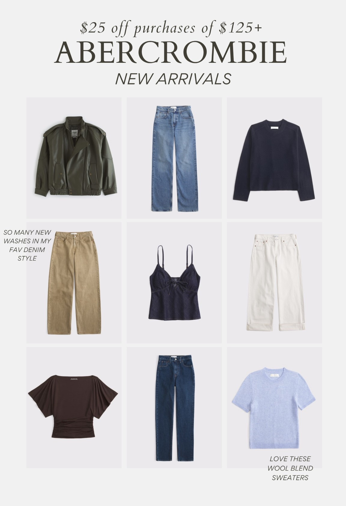 [2/5/26] new arrivals from Abercrombie | $25 off purchases of $125+. I generally wear size xs/s in tops and dresses and 24/25 short or regular in jeans/bottoms 

#LTKSeasonal #LTKselfcare #LTKPetite
