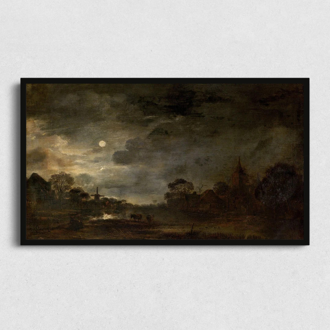 Halloween Samsung Frame TV Art Full Moon Over Farm Fall Landscape Digital Download, Halloween Art... | Etsy (US)