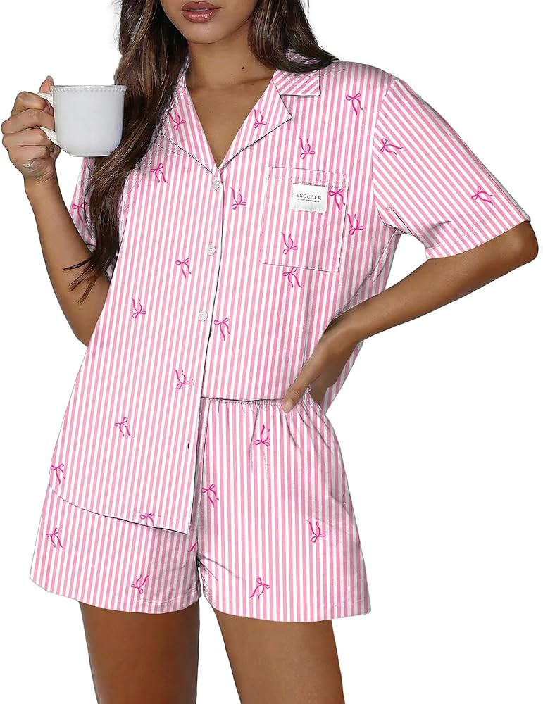 Two Piece Sets for Women Summer Y2K Shirt and Shorts Beach Vacation Cruise Outfits Travel Sweatsu... | Amazon (US)
