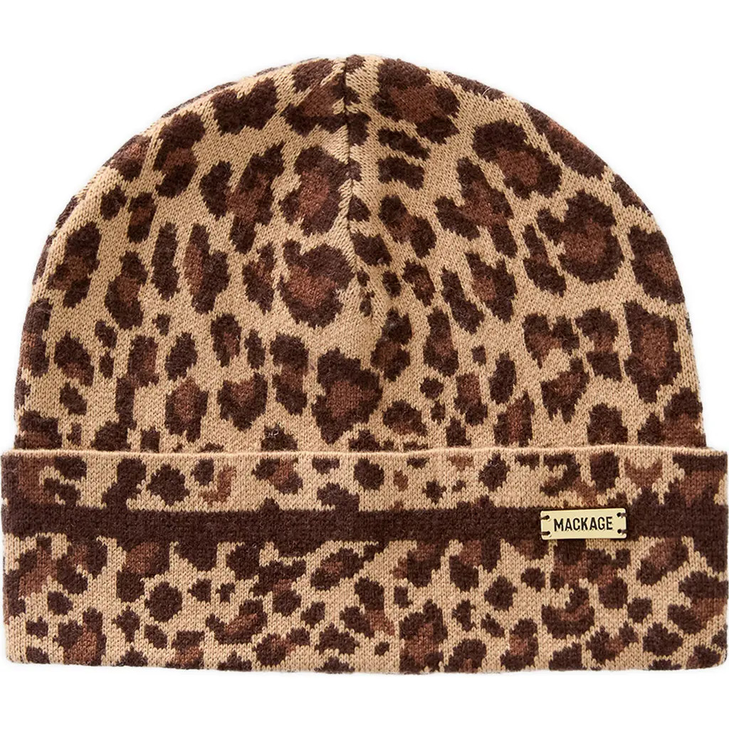 Mackage Kiko Cheetah Jacquard Beanie at Nordstrom | Nordstrom