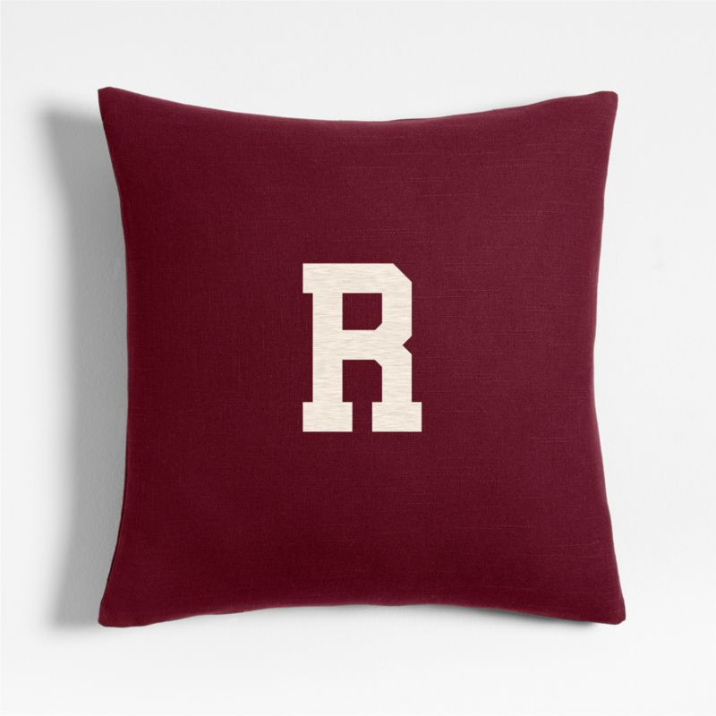 Organic Cotton Monogrammable 20"x20" Cider Burgundy Throw Pillow with Feather Insert | Crate & Ba... | Crate & Barrel