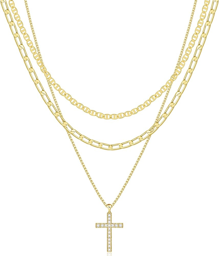 Cross Necklace for Women,Stackable Stacked Stacking Layering Layered Necklaces Dainty Gold Neckla... | Amazon (US)
