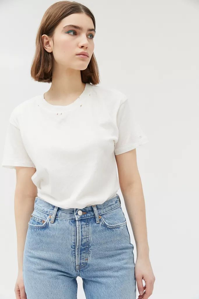 UO Backstage Distressed Crew Neck Tee | Urban Outfitters (US and RoW)