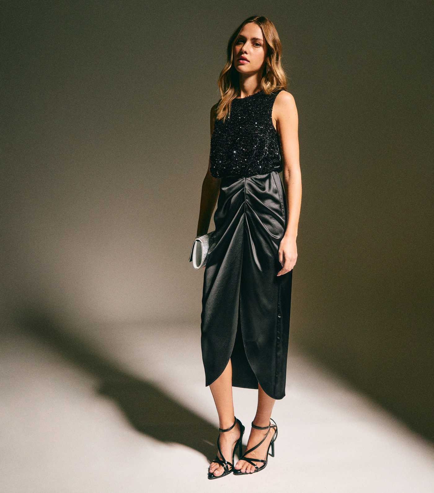 Black Sequin 2 in 1 Midi Dress | New Look | New Look (UK)