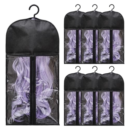 6-Pack Hair Extension Holder - Wig Storage Bags with Hanger for Multiple Wigs, Dust-proof, Ideal ... | Amazon (US)