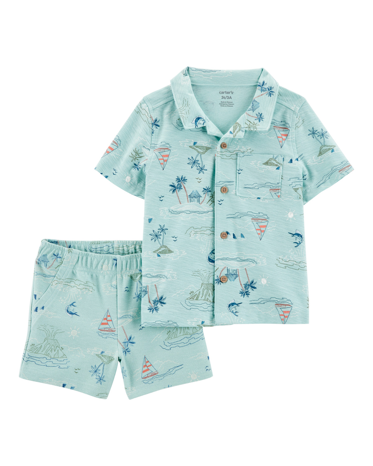 Baby 2-Piece Button-Down Shirt & Pull-On Short Set - Carter's | Carter's | Carter's Inc