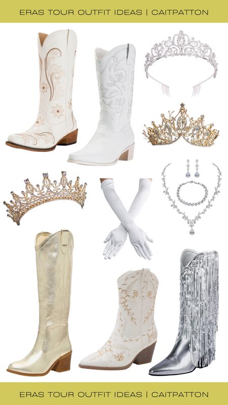 Fearless shoes and accessories for the Eras Tour!

Tiara, crown, princess tiara, princess crown, princess gloves, white gloves, princess jewelry, white cowboy boots, white cowgirl boots, gold cowboy boots, gold cowgirl boots, metallic cowgirl boots, silver cowgirl boots, fringe cowgirl boots, gold tiara, silver tiara, eras tour outfit idea, eras tour outfit, fearless outfit idea, fearless outfit, fearless era outfit idea, fearless era outfit, fearless eras outfit, fearless eras outfit idea, taylor swift eras tour outfit, taylor swift eras tour outfit idea, taylor swift fearless outfit, Taylor swift fearless outfit idea 

#LTKfindsunder50 #LTKfindsunder100 #LTKshoecrush