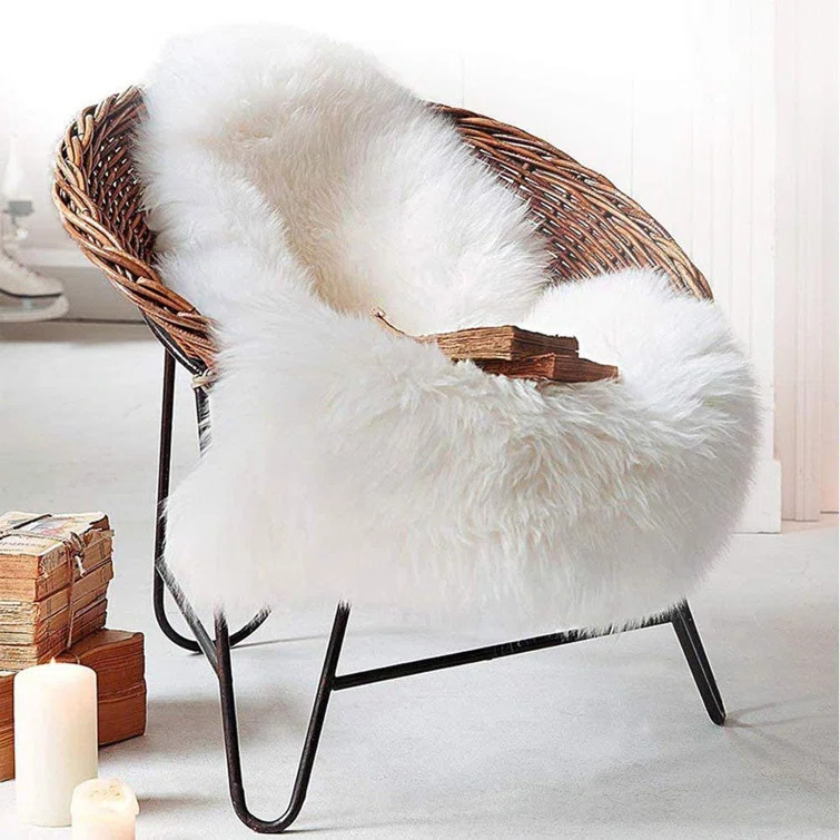 Pinckney Shag Faux Sheepskin Area Rug in White | Wayfair North America