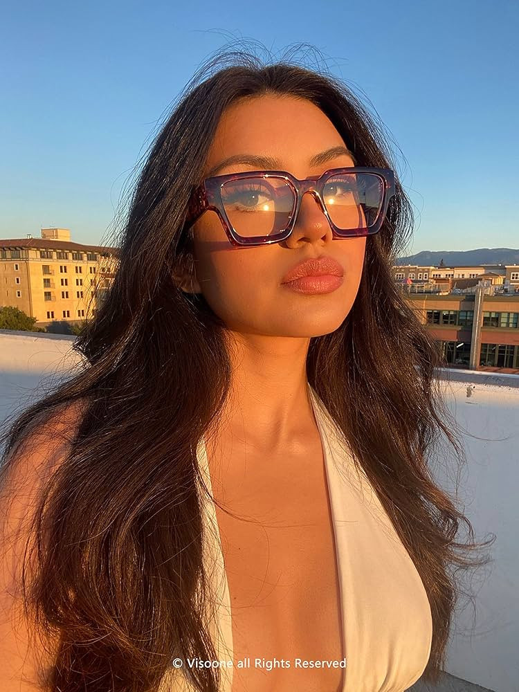 VISOONE Blue Light Blocking Glasses with TR90 Rectangle Frame and Chic Preppy Look for Women Men ... | Amazon (US)