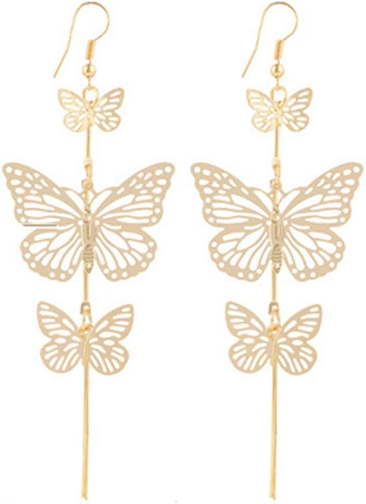 KaFu Bohemia Delicate Filigree Dangle Flying Butterfly Hook tassels Earrings for Women and girls ... | Amazon (US)