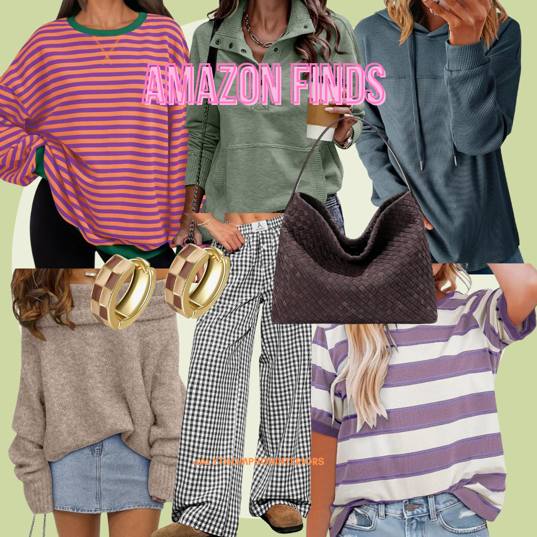Amazon Finds | Amazon Deals | Sweater | Pullover | Crewneck | Slouchy Handbag | Chunky Huggie Earrings | Striped Crewneck | Women's Clothing | Apparel 

 #LTKgrwm #LTKootd #LTKvlog