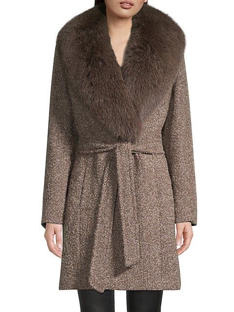 Sofia Cashmere Fox Fur Collar Belted Jacket on SALE | Saks OFF 5TH | Saks Fifth Avenue OFF 5TH
