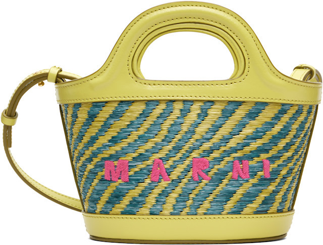 Marni - Green Wavy Raffia-Effect Tropicalia Micro Tote | SSENSE