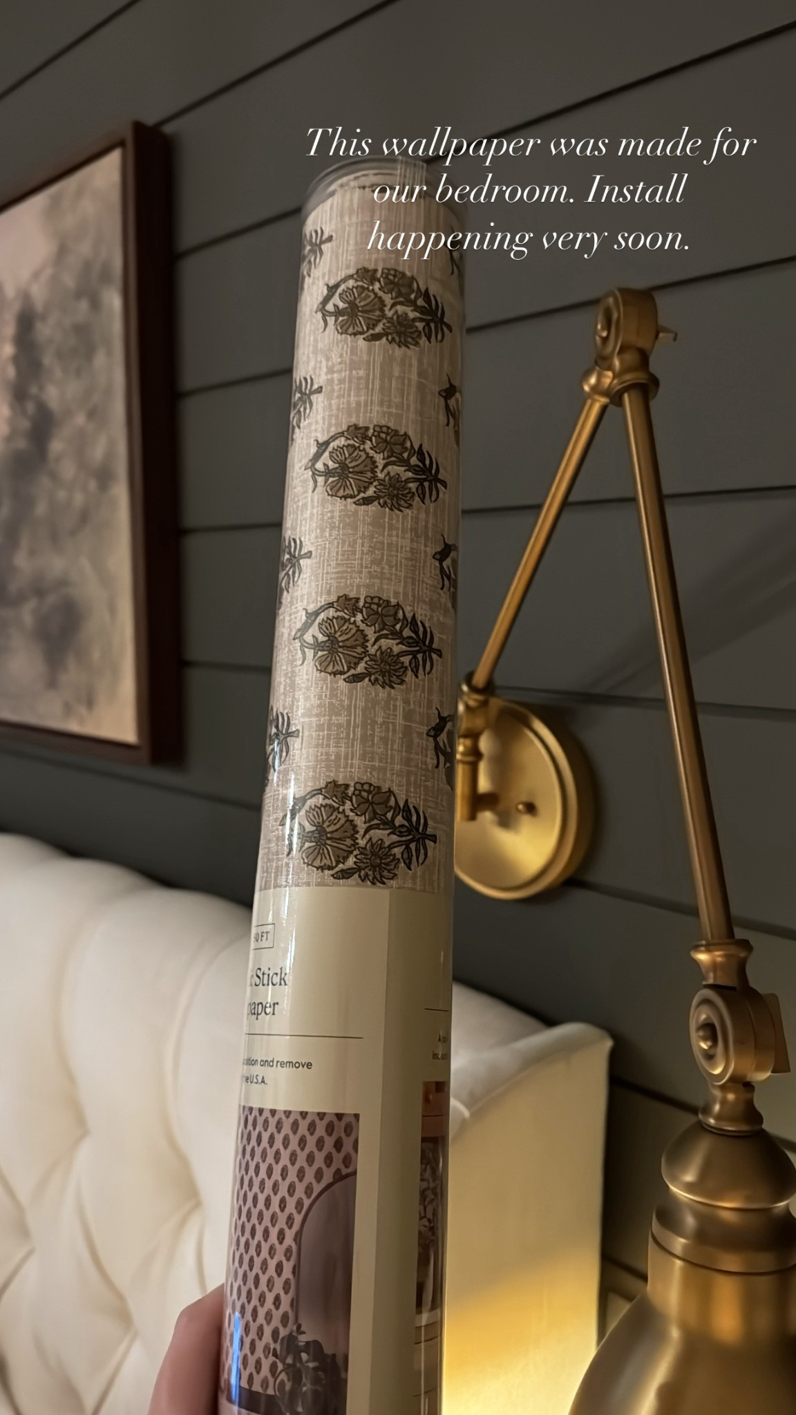 Excited to install this wallpaper in our master bedroom. Paint color is night mission by Behr.

#LTKHome #LTKFindsUnder50 #LTKSummerEdit