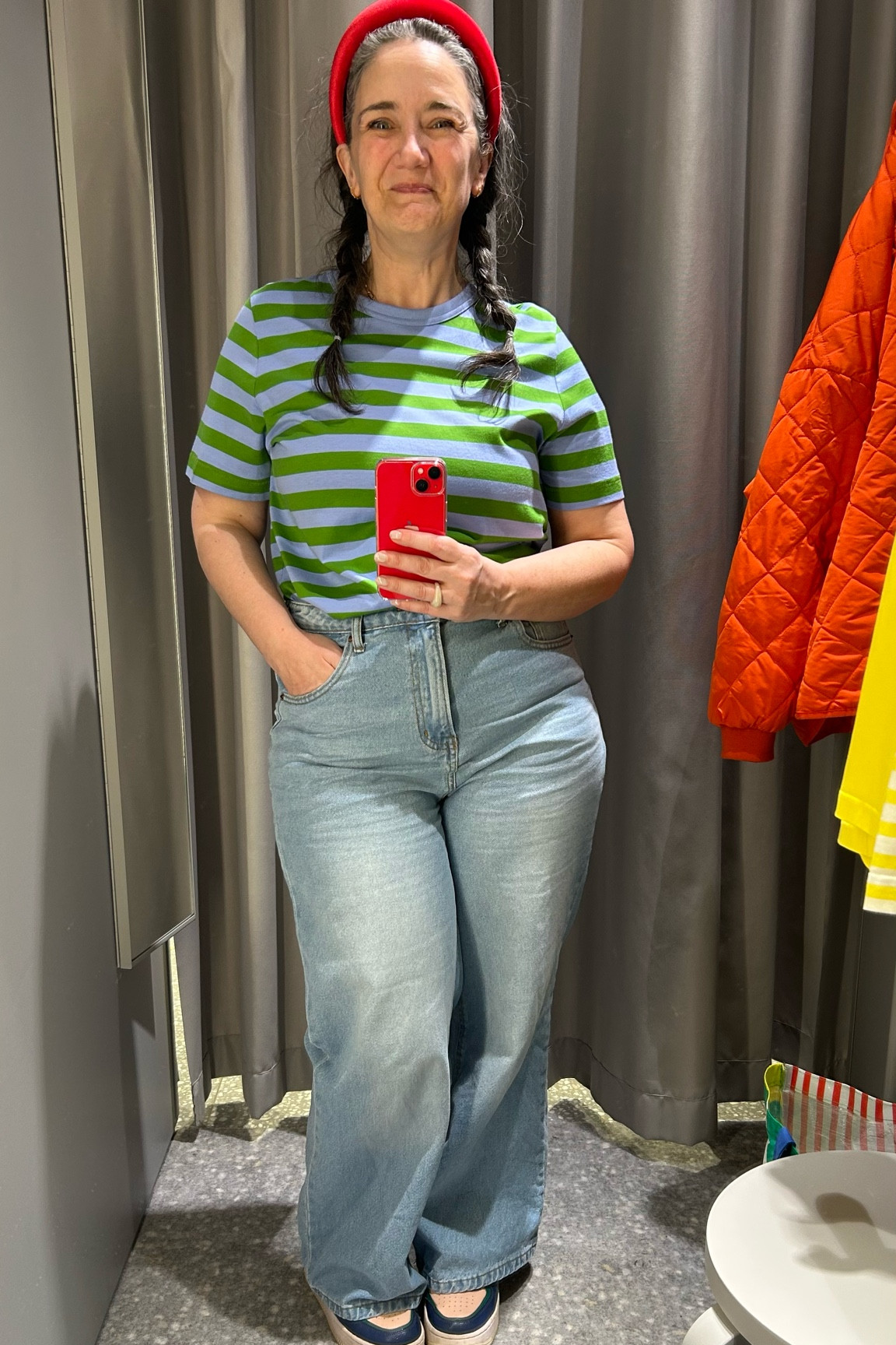 Arket Green and blue striped T-shirt 