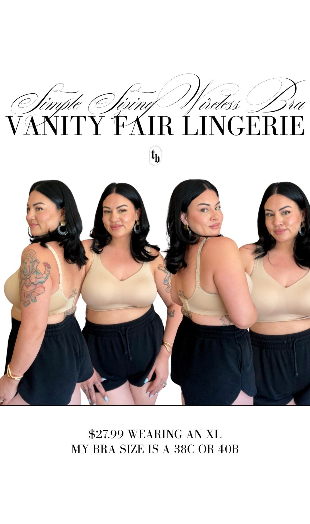 The Simple Sizing Wireless Bra from Vanity Fair Lingerie provides the support and comfort we deserve girls. It flexes to fit your individual shape and is super soft. I’ve been reaching for it nonstop! I’m wearing a size xl and my bra size is 40C or 38D. Find it at Target!
 
@shopvanityfair
#VanityFairLingerie #Ad


#LTKMidsize #LTKStyleTip #LTKFindsUnder50