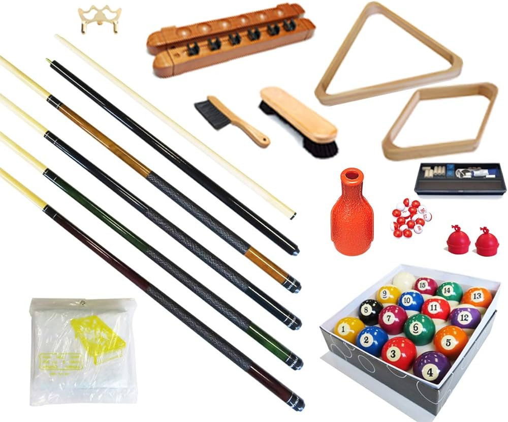 Pool Table - Premium Billiard 32 Pieces Accessory Kit - Pool Cue Sticks Bridge Ball Sets | Amazon (US)