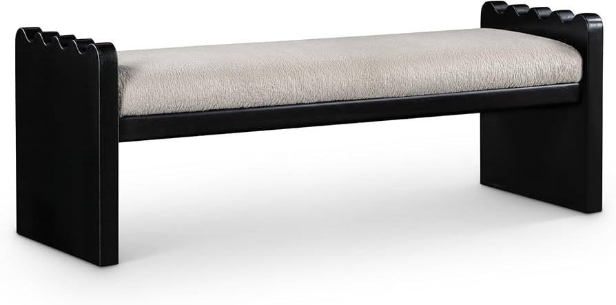 Meridian Furniture 22038Beige Sonia Collection Art Deco Bench with Soft Beige Velour Fur Fabric, ... | Amazon (US)
