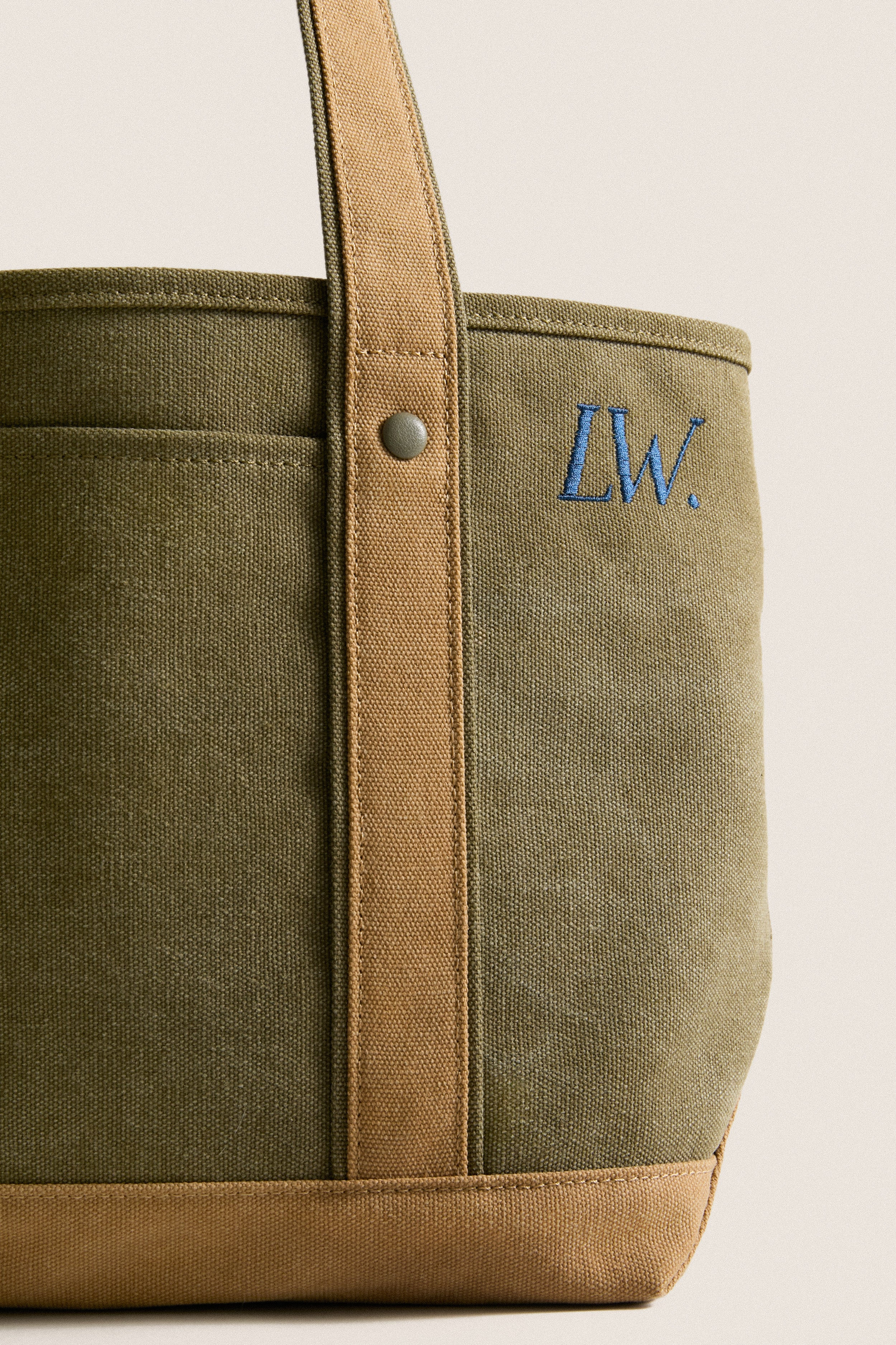 Large Olive Heritage Canvas Tote | Tuckernuck (US)
