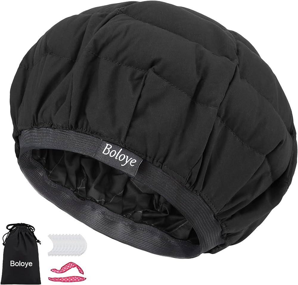 Flaxseed Deep Conditioning Heat Cap - Boloye Cordless 100% Safe Microwave Hot Cap for Natural Cur... | Amazon (US)
