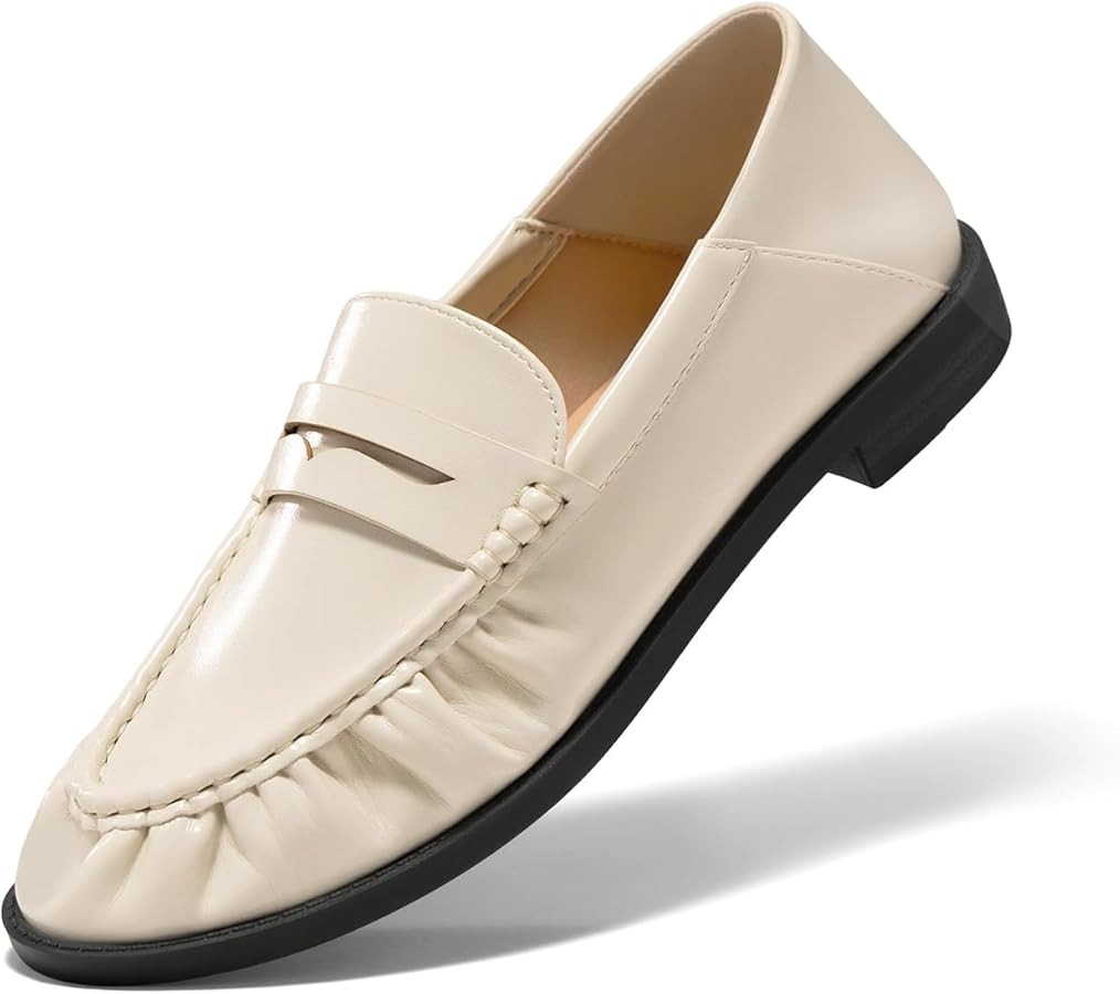 Coutgo Penny Loafers for Women Comfortable Slip on Shoes Collapsible Heel Closed Toe Dressy Casua... | Amazon (US)