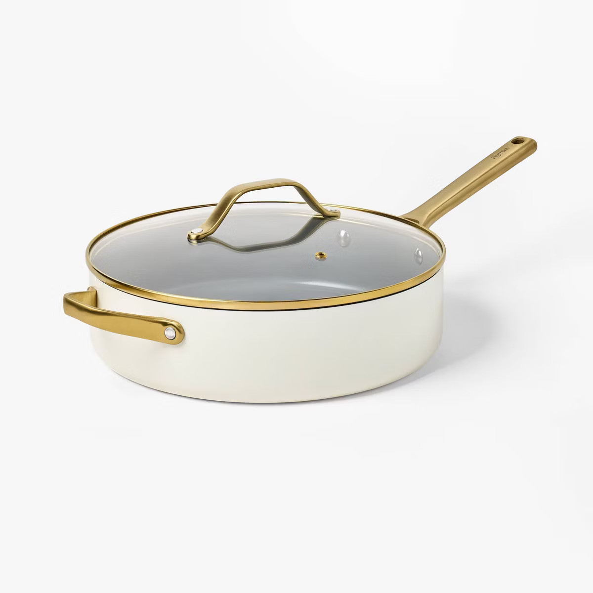 5qt Nonstick Ceramic Coated Aluminum Saute Pan with Champagne Handle Cream - Figmint™ | Target