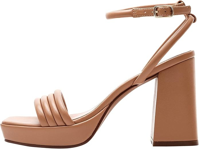 Linea Paolo - EVE - Womens Contemporary High Block Heel Nappa Platform Halo Strap Sandals | Amazon (US)