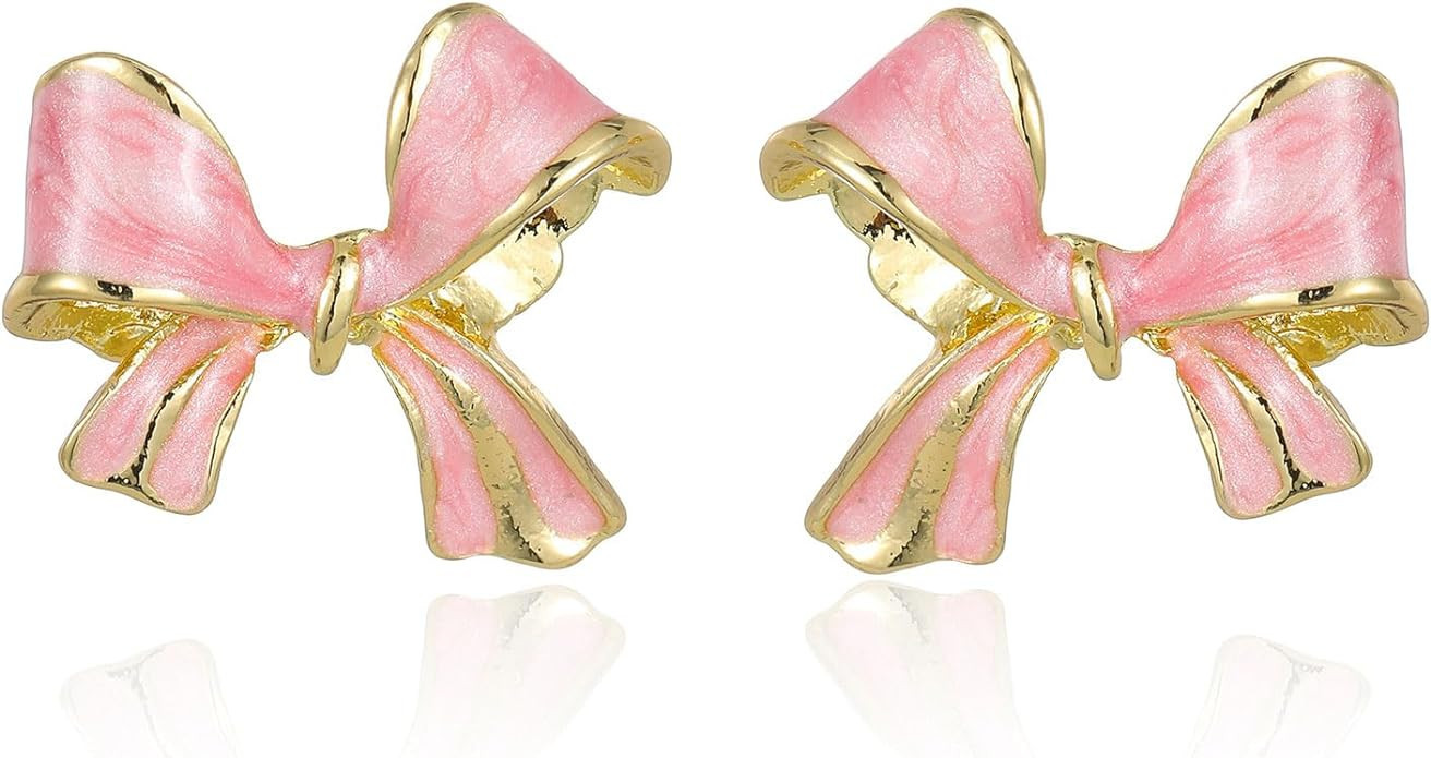 Gold Bow Earrings for Women Silver Bow Stud Earrings Ribbon Earrings Long Bow Dangle Earrings Sil... | Amazon (US)