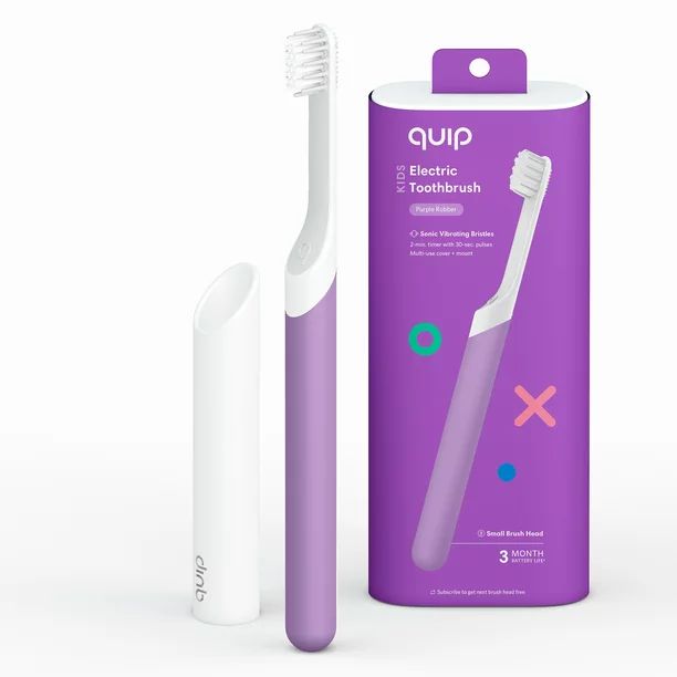quip Kids Electric Toothbrush, Built-In Timer + Travel Case, Purple Rubber | Walmart (US)