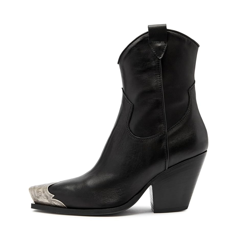 keleimusi Women's Western Cowgirl Ankle Boots Stacked Block Heel Cowboy Booties Steel Toe Heeled ... | Amazon (US)