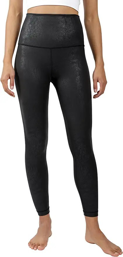Amazon.com: 90 Degree By Reflex - Vintage Lux Faux Leather Super High Waist Ankle Legging - Crack... | Amazon (US)
