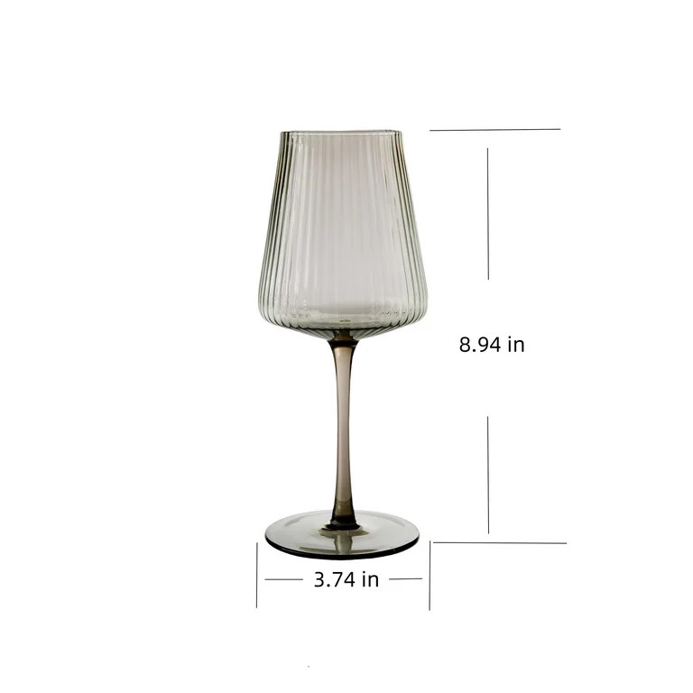 Better Homes & Gardens Ribbed Glass17 oz  Wine Glass, Gray Smoke, Set of 2 | Walmart (US)