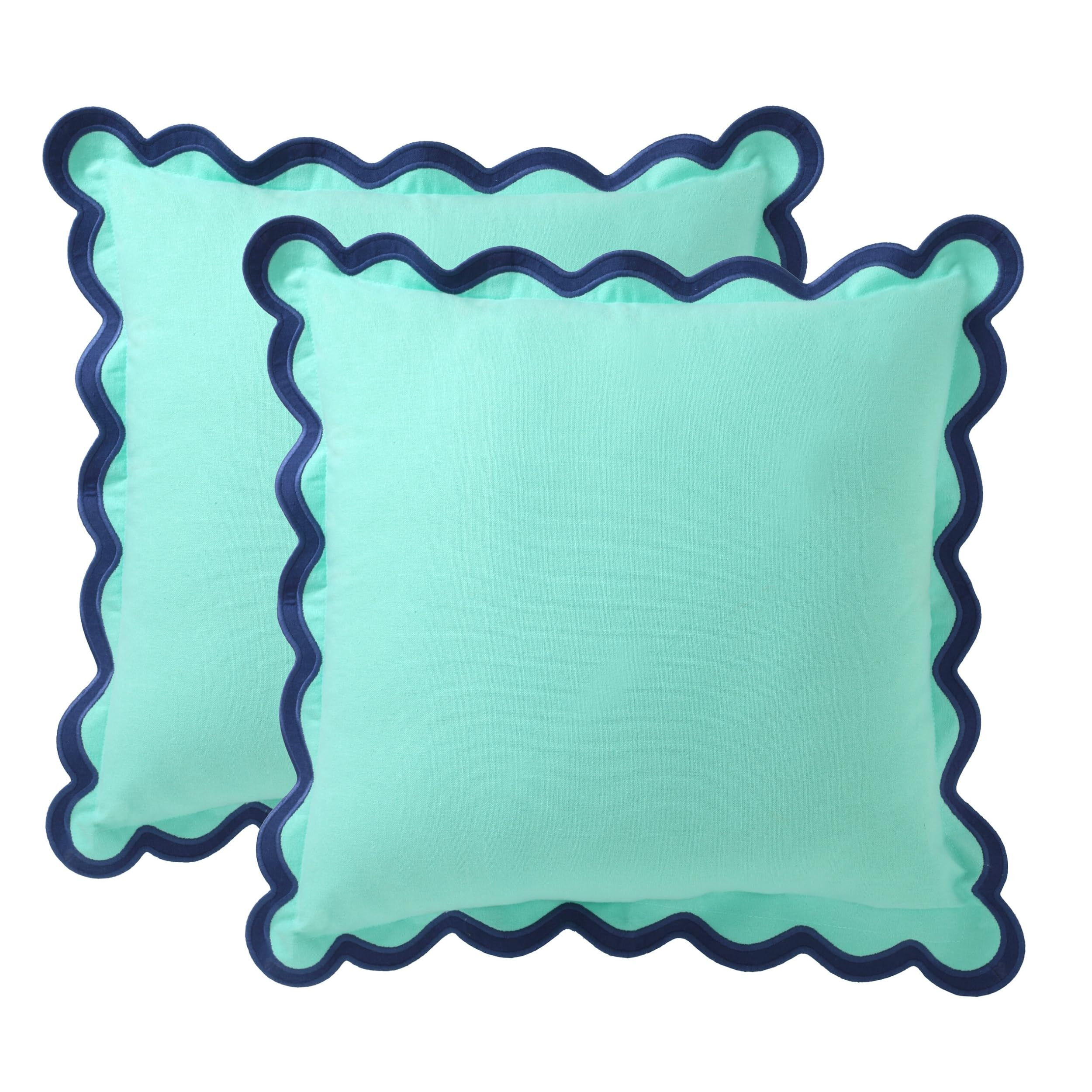 Folkulture Throw Pillow Covers 20x20, Set of 2 Cotton Scalloped Pillow Cover, Decorative Pillows,... | Amazon (US)