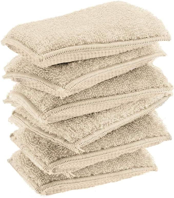 KMAKII Bamboo Kitchen Sponges Dish Sponges Natural Cleaning Sponges Beige 6 Pack | Amazon (US)