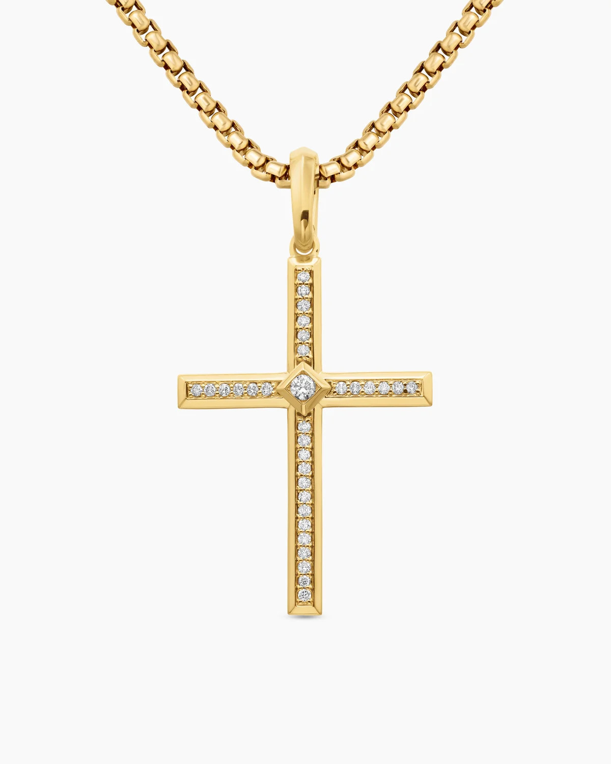 David Yurman | Modern Renaissance Cross Pendant in 18K Yellow Gold with Diamonds, 34mm | David Yurman