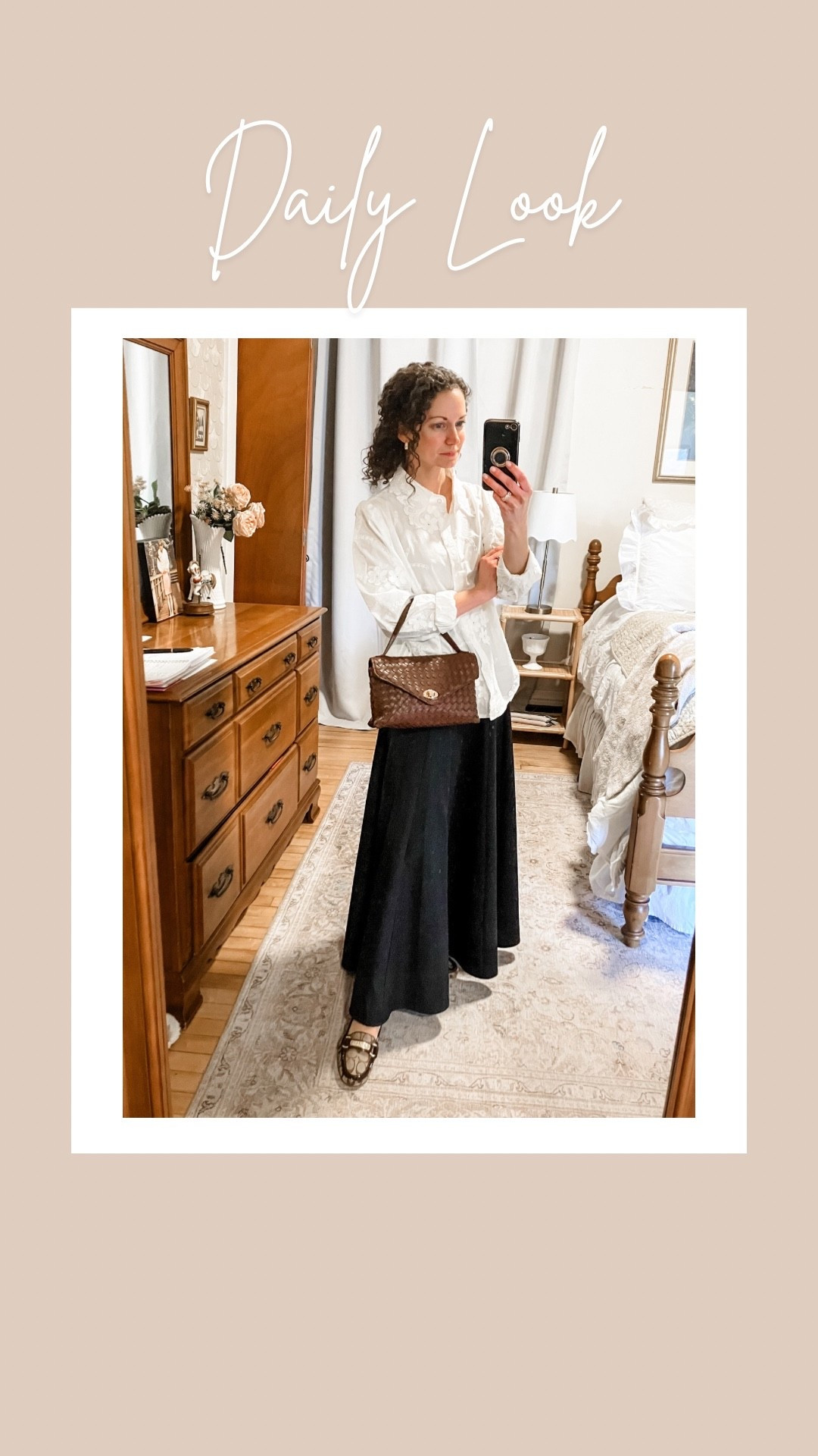 A neutral spring outfit!
White cotton button down shirt from @Chicwish 
Navy maxi skirt from Chicwish. 
Gold and white topaz earrings from Peachmind. 
Brown woven handbag from Moda Luxe. 
Brown loafers are old from Coach, linking similar. 
Petite outfit. Modest outfit. Spring outfit. Classic outfit. Parisian outfit  

#LTKootd #LTKgrwm #LTKdayinmylife