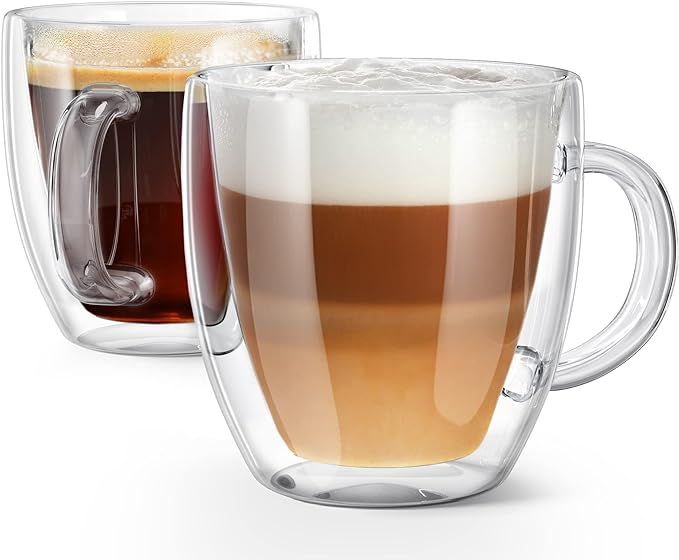 Glass Espresso Cups - Double Wall Insulated Coffee Mugs - Designed in USA - 2 Pack, 5 oz - Set fo... | Amazon (US)
