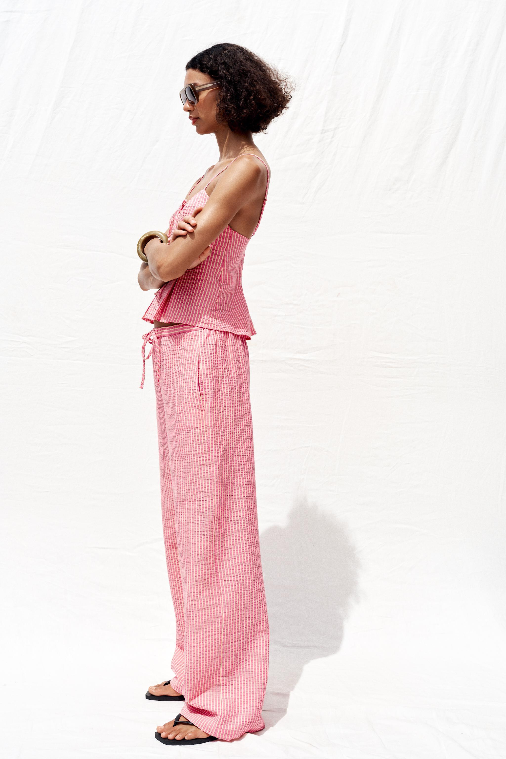 STRIPED WIDE-LEG TROUSERS | Zara UK