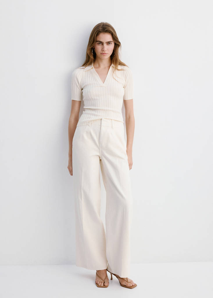 Wide leg mid-rise jeans off white - Woman - 0 - MANGO | Mango (US/MX/AU)